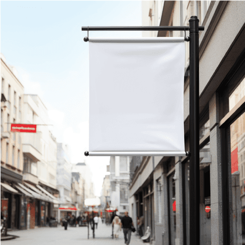 Rectangle Flag Mockup On Black Pole