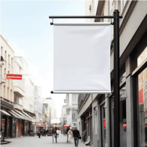 Rectangle Flag Mockup On Black Pole