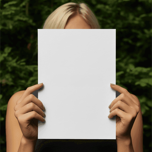 Hand Holding A4 Paper Mockup Outdoor