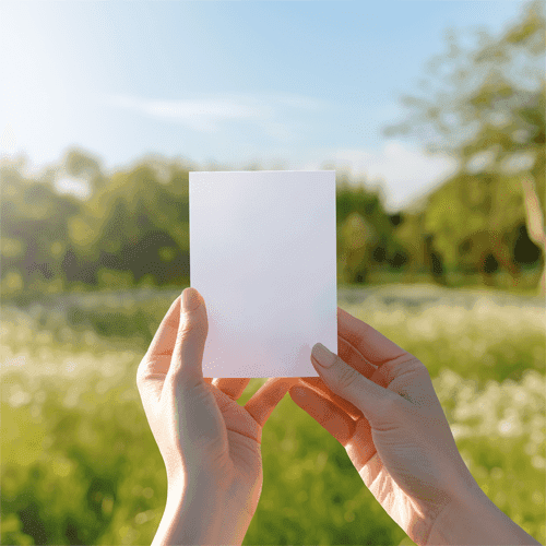 Hand Holding Paper Mockup Outdoor