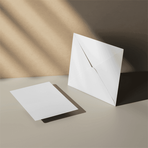 Flying Postcard And Envelope Mockup