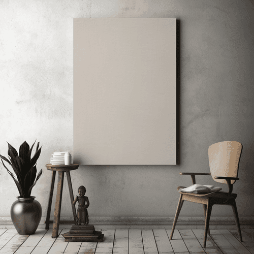 Blank Canvas Mockup On The Wall
