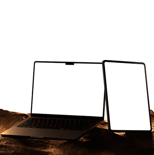 MacBook And iPad Mockup With Rock Prop