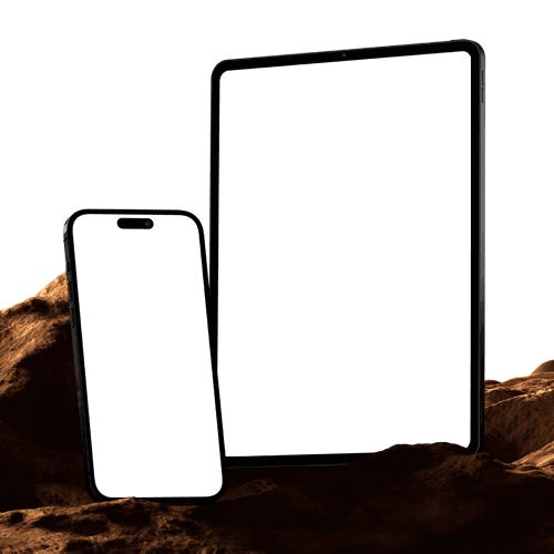 iPhone And iPad Mockup With Rock Prop