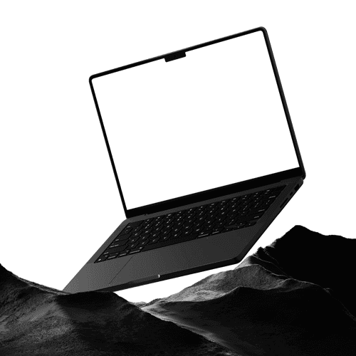 MacBook Mockup With Rock Prop
