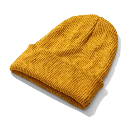 Perspective Wrinkled Yellow Beanie Mockup