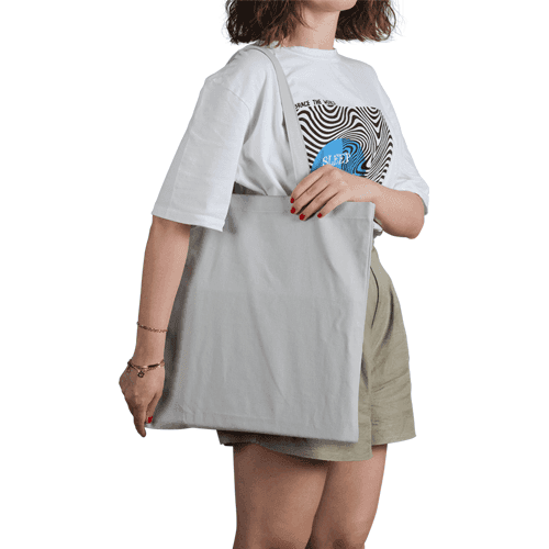 Girl Holding Canvas Tote Bag