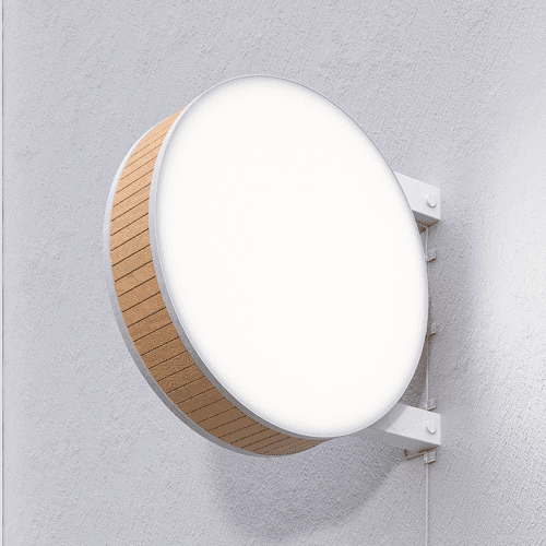 Wood Round Signboard Mockup