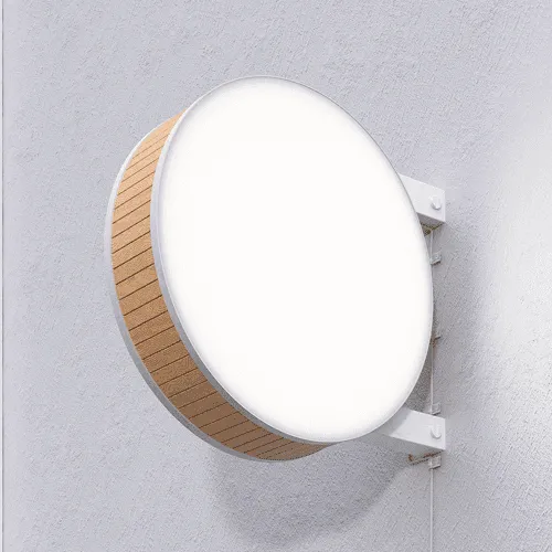 Wood Round Signboard Mockup