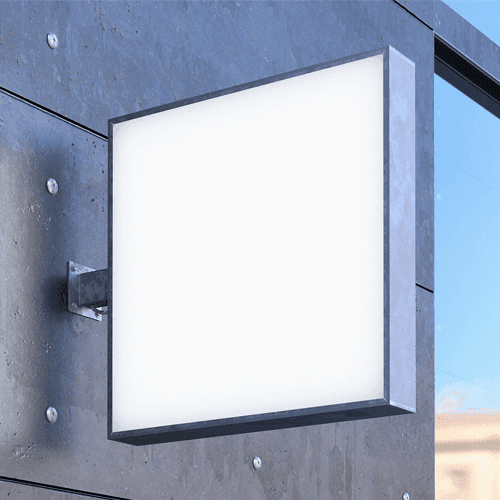 Square Signboard Wall Mounted Mockup