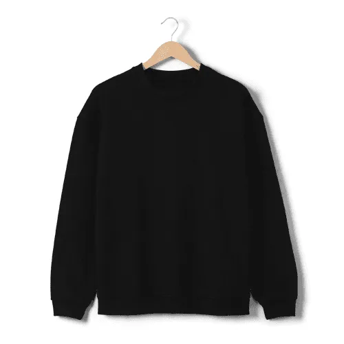 Crewneck Black Sweatshirt Front Mockup