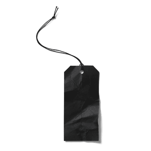 Wrinkled Black Label Tag with String