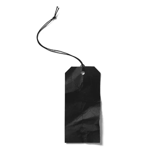 Wrinkled Black Label Tag with String