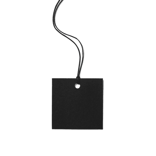 Black Square Label Tag with String Mockup