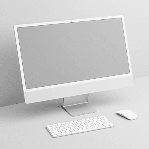 Perspective Silver 24‑inch iMac Mockup
