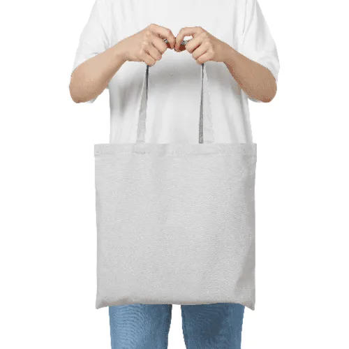 Woman is Holding Cotton Tote Bag Mockup