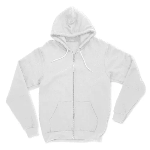 White Flex Fleece Zip Hoodie Mockup