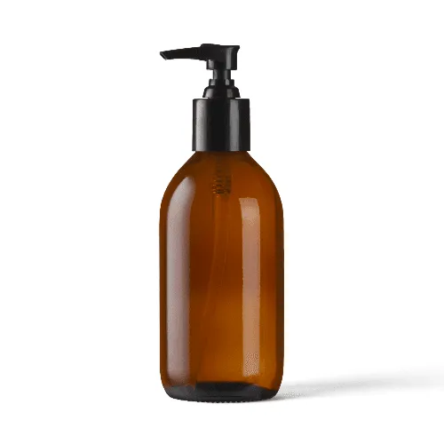 Amber Glass Pump Bottle Mockup Front View
