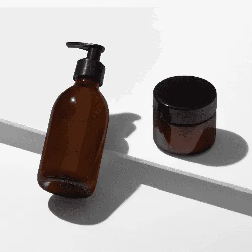 Pump Bottle and Cream Jar Mockup