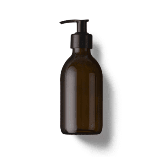 Amber Glass Pump Bottle Mockup Up Side View