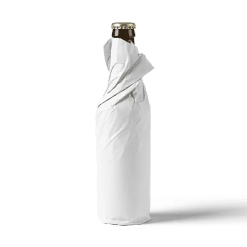 Beer Bottle in Paper Wrap Mockup