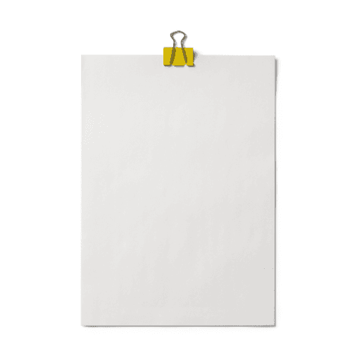 A4 paper with yellow paper clips from the front Mockup