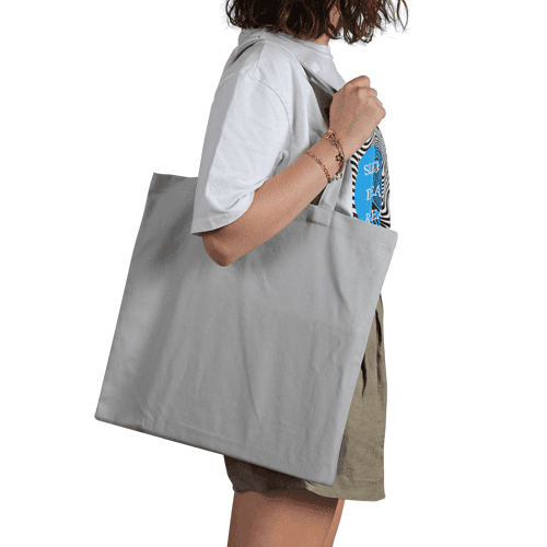 Girl Holding Blank Canvas Tote Bag