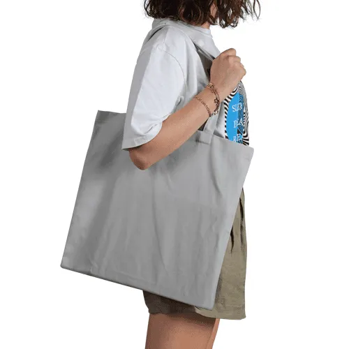 Girl Holding Blank Canvas Tote Bag