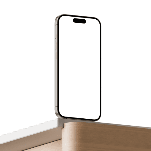 iPhone 15 Pro standing on edge