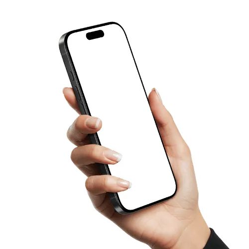 iPhone 16 mockup woman hand holding