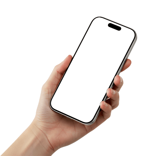 Hand holding iPhone 16 mockup