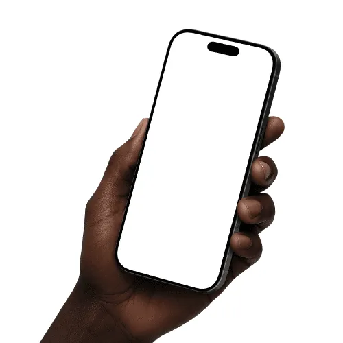 Hand holding iPhone 16 Pro black titanium mockup