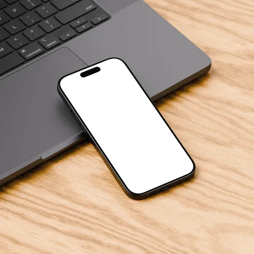 iPhone 16 Pro mockup with MacBook