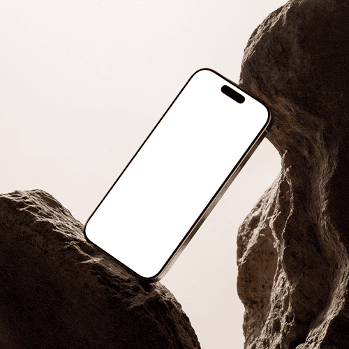 iPhone 16 Pro natural titanium mockup on stone