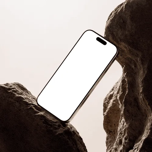 iPhone 16 Pro natural titanium mockup on stone