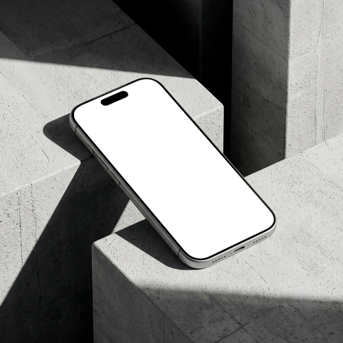 iPhone 17 Pro mockup standing on concrete