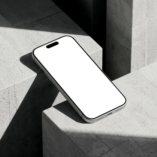 iPhone 17 Pro mockup standing on concrete