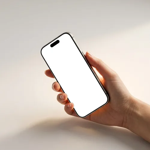 Hand Holding iPhone 17 Pro Mockup on Plain Background