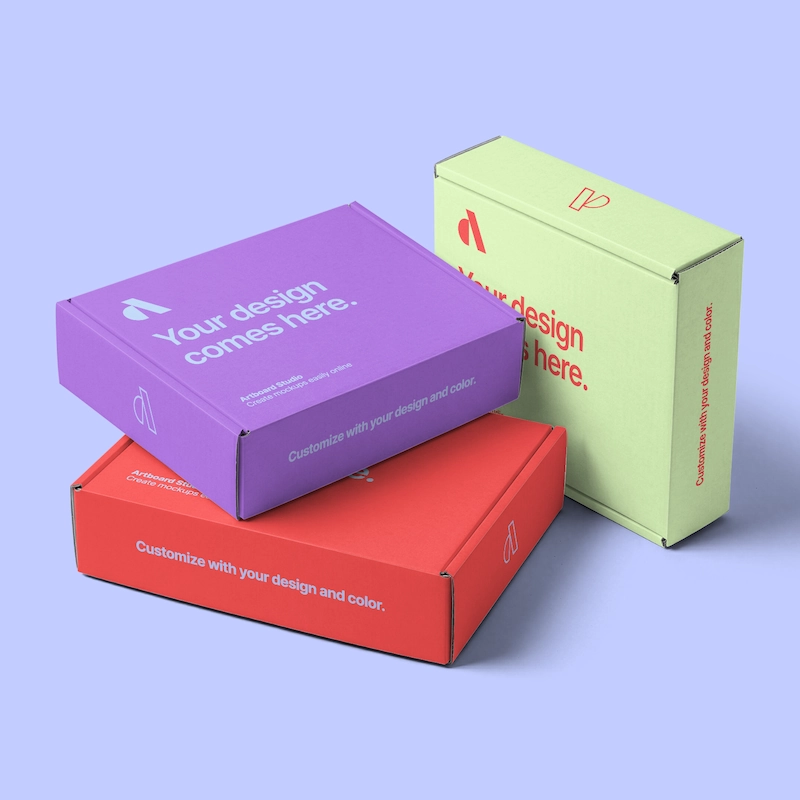 Stacked Mailer Boxes Mockup