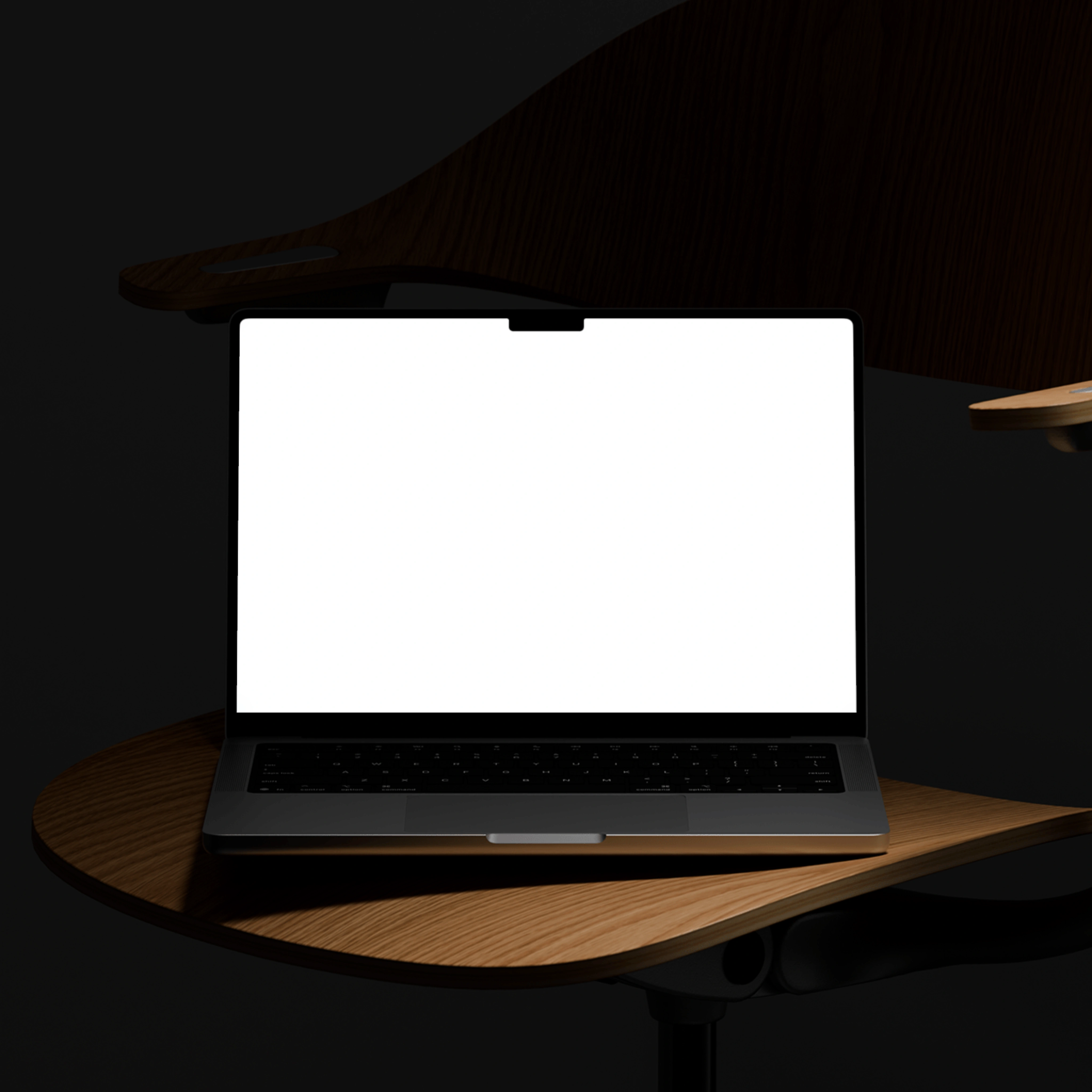 MacBook Pro 14 inch Mockup on Wooden Chair