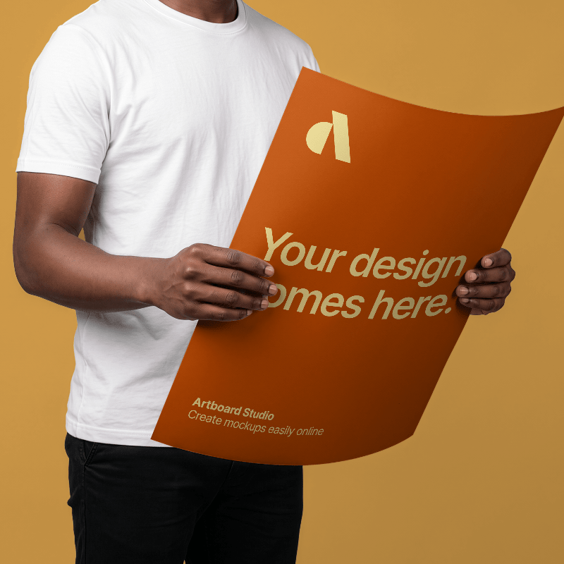 Poster Mockup Held by Model
