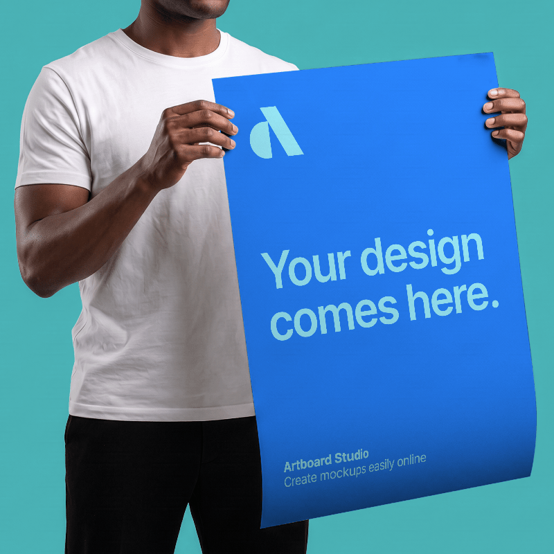 Person Holding Curved Poster Mockup