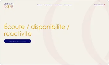 Website header in French with text 'Écoute / disponibilité / reactivité' and a button labeled 'Contactez nous maintenant'.