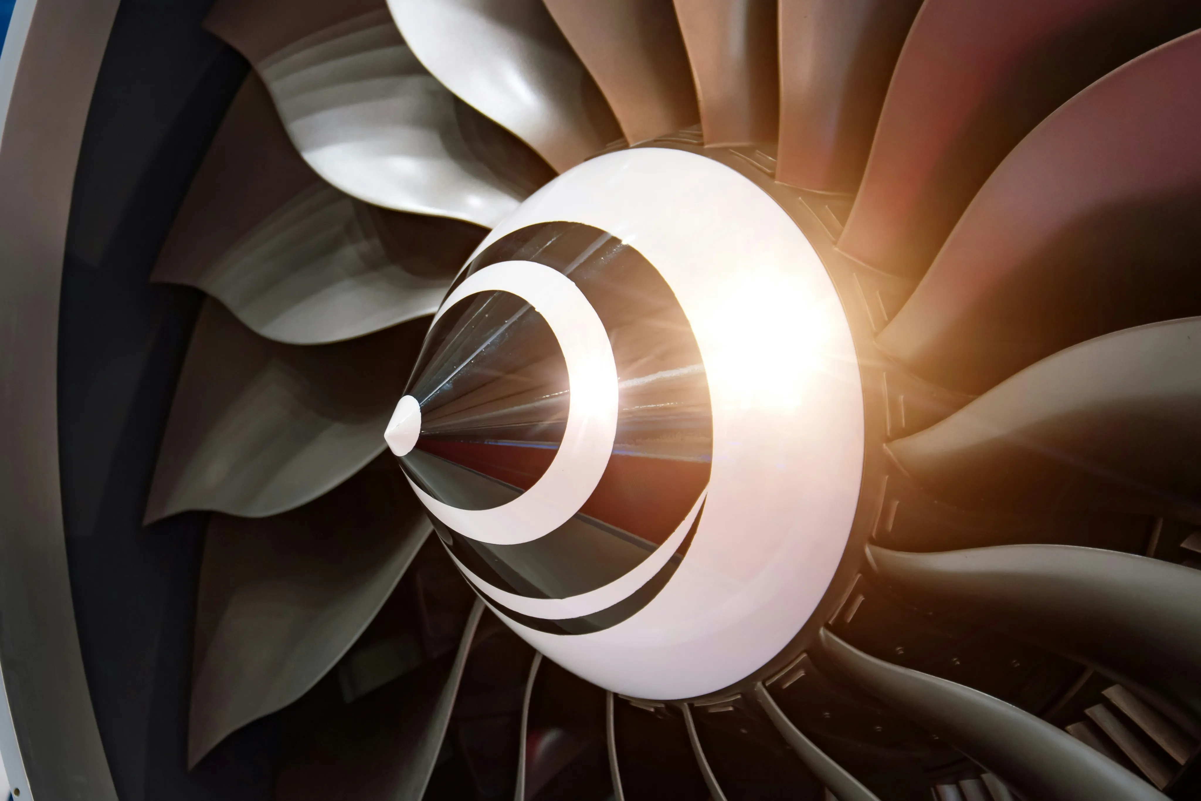 Jet engine turbine close-up
