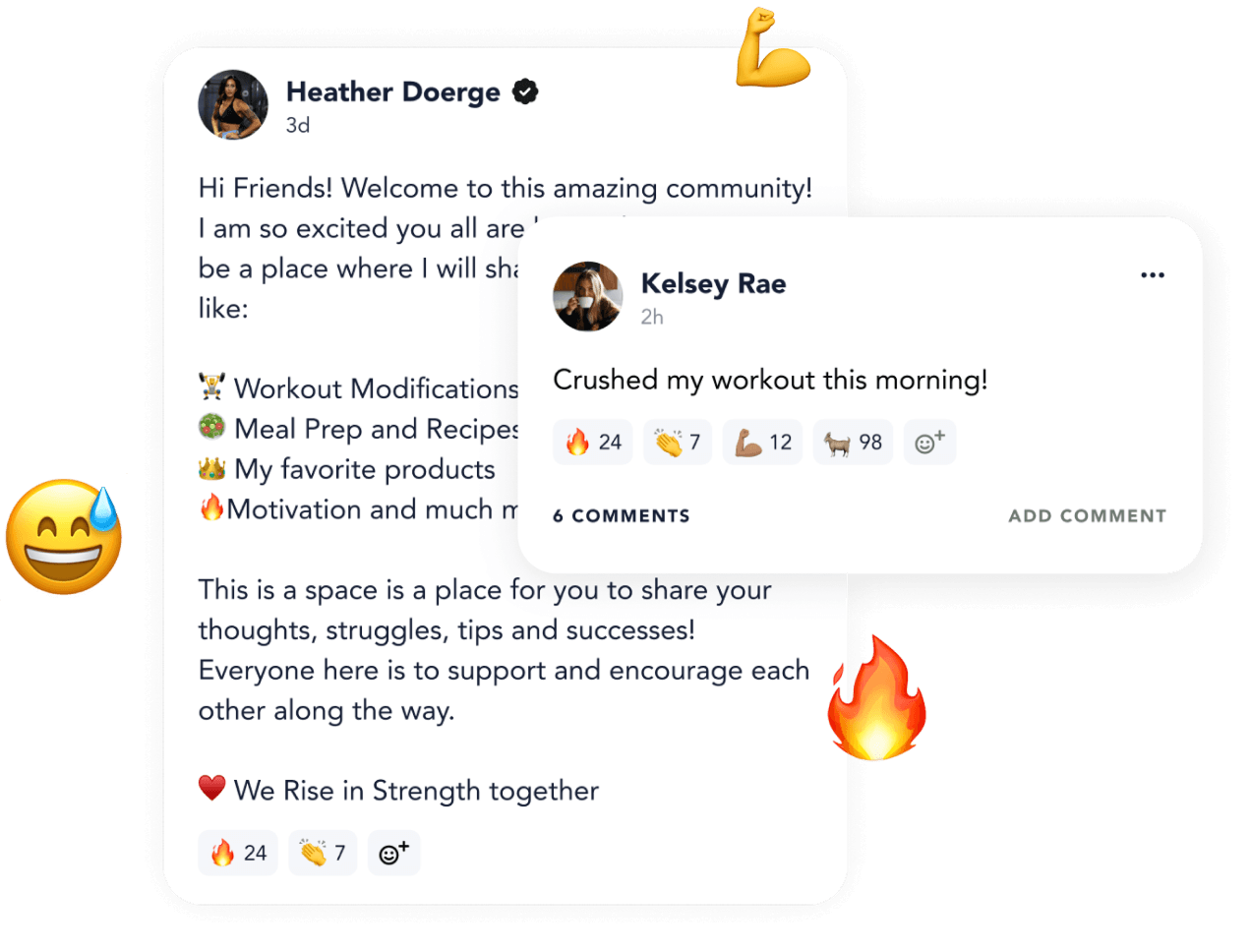 App screenshots of the community
