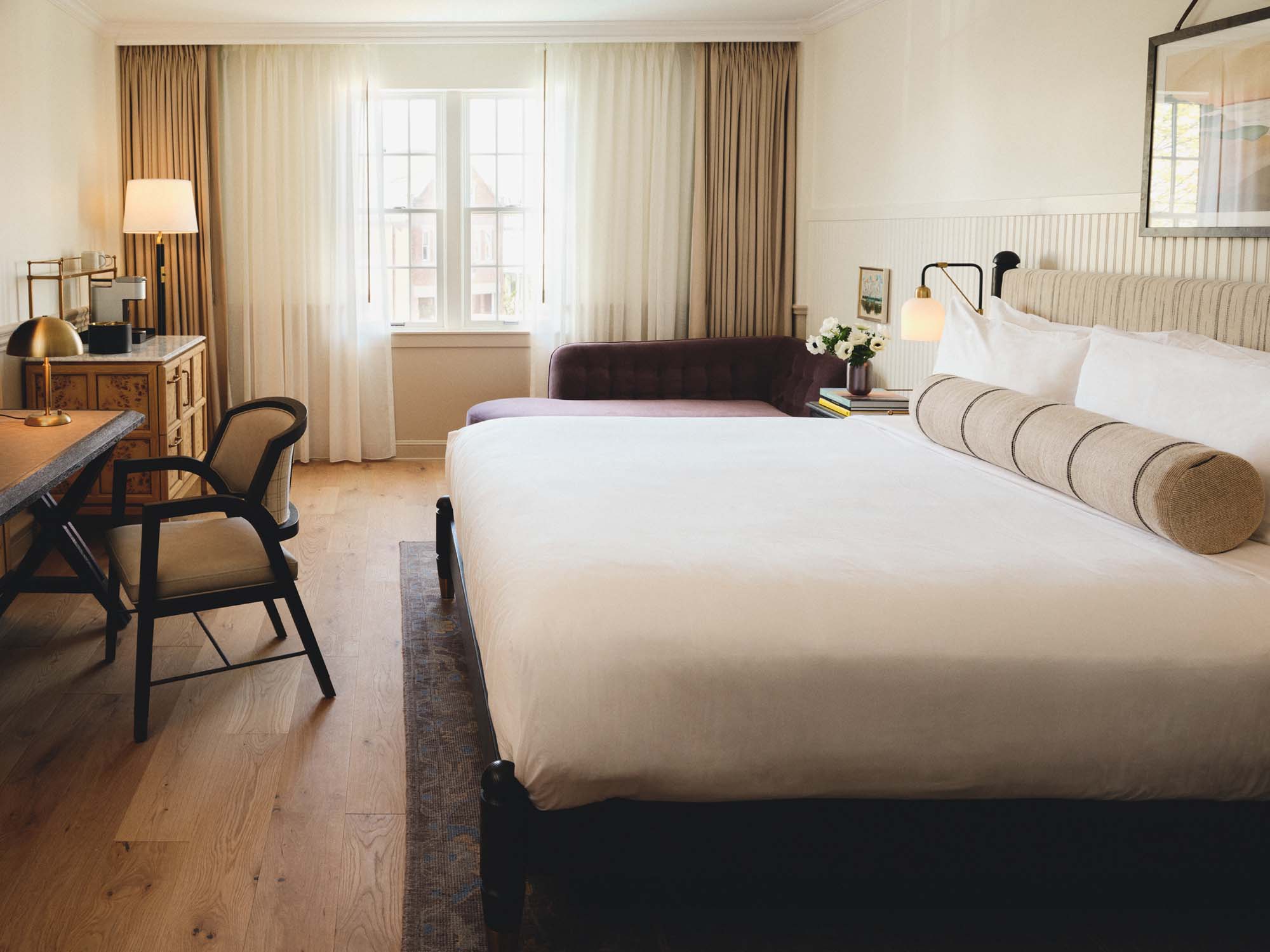 King bed in accessible Newport Deluxe guest room at Hotel Viking Newport Rhode Island