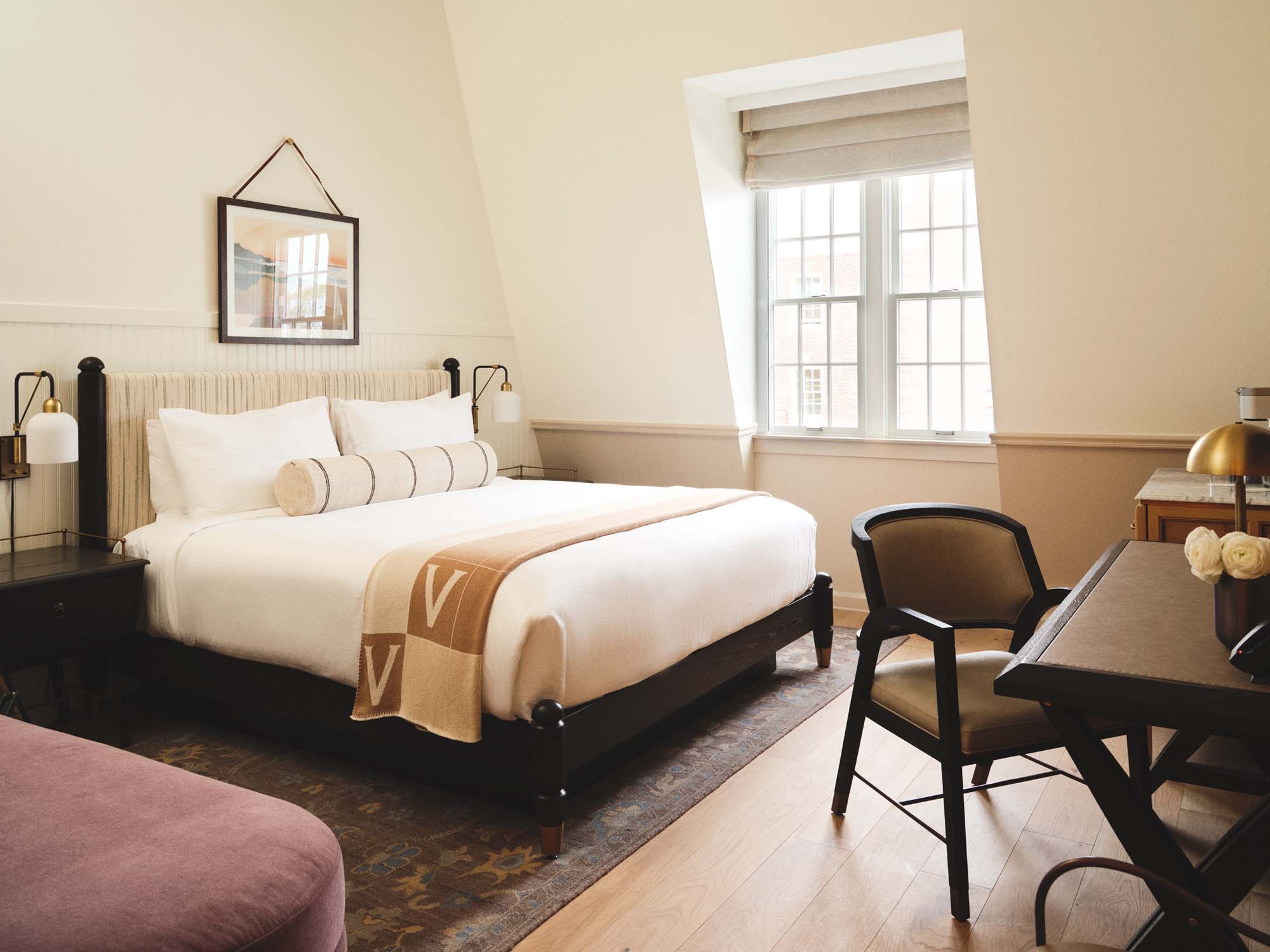 King bed in Bellevue Standard room at Hotel Viking Newport Rhode Island