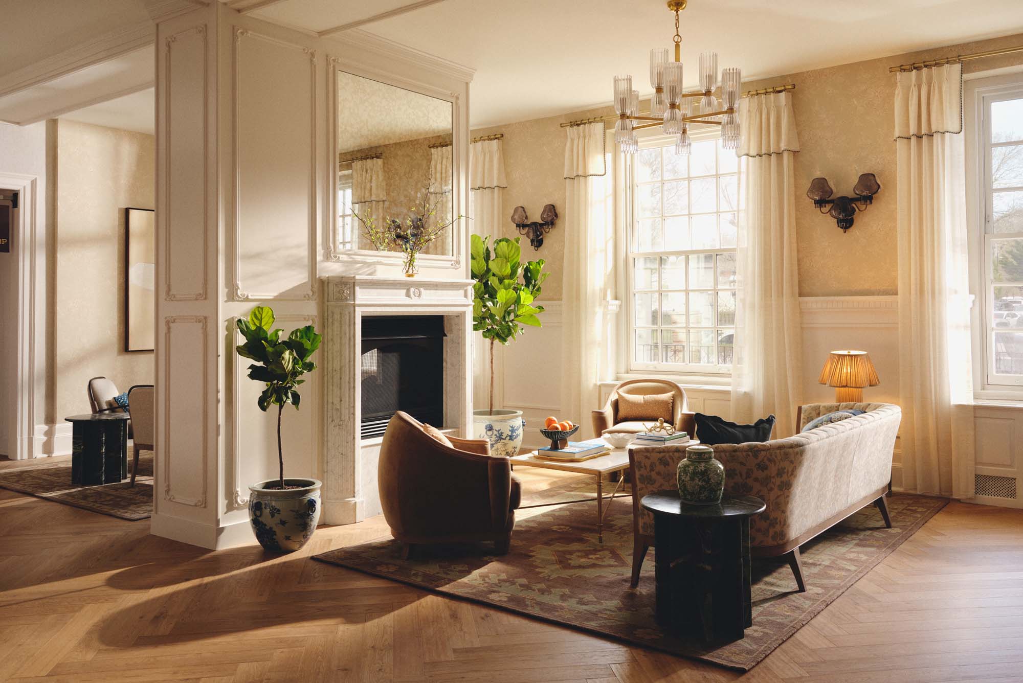 Hotel Viking grand lobby interior at One Bellevue Avenue, Newport Rhode Island