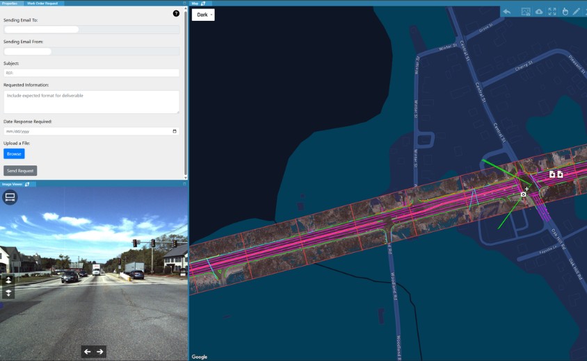 TopoShare Enterprise Web Portal with point cloud data, imagery, and linework