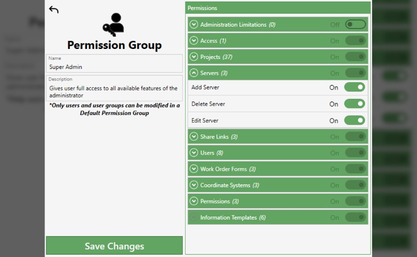 TopoShare Administrator User Permissions